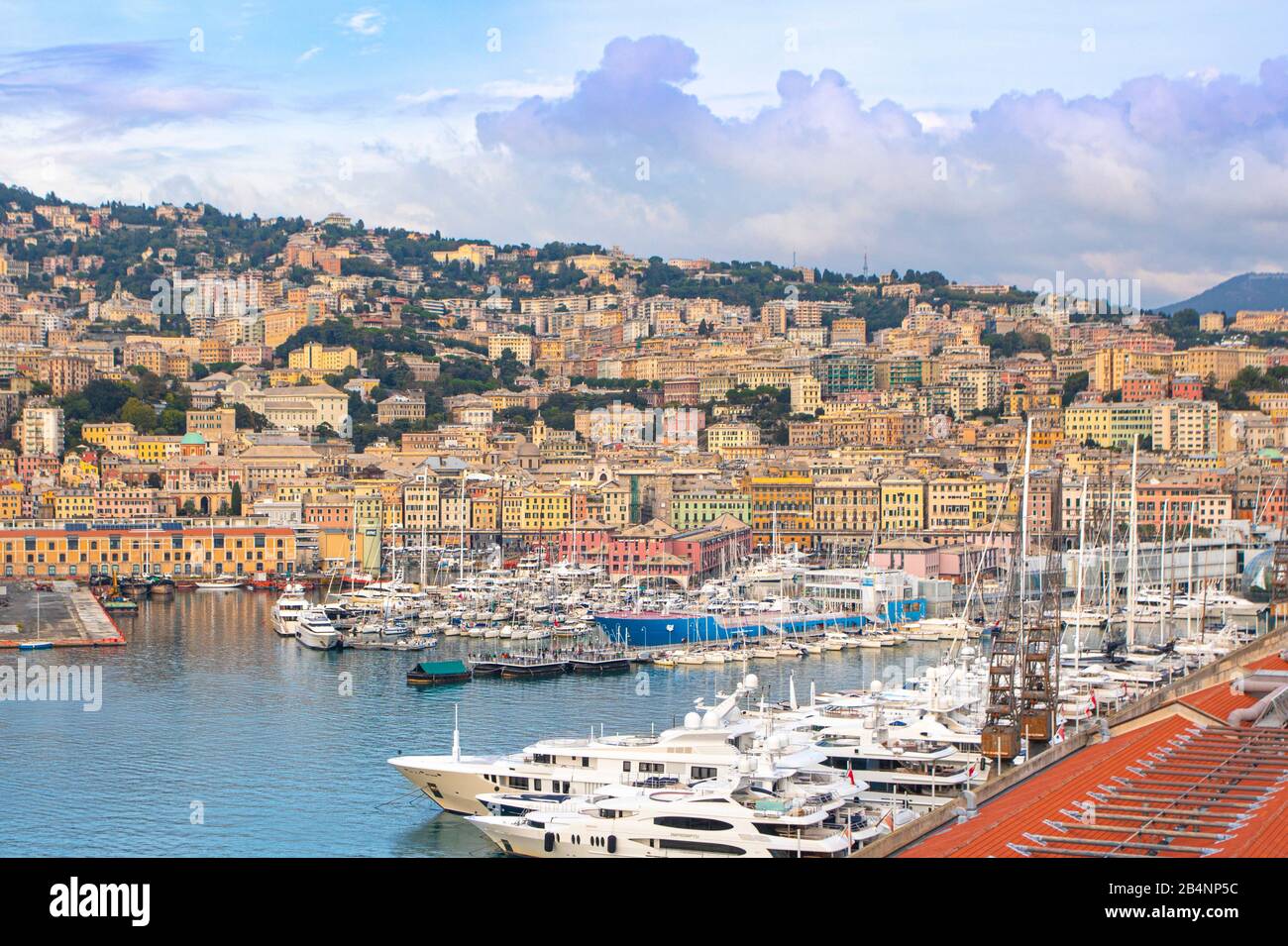 Italy, Genova City Skyline, Stock Photo