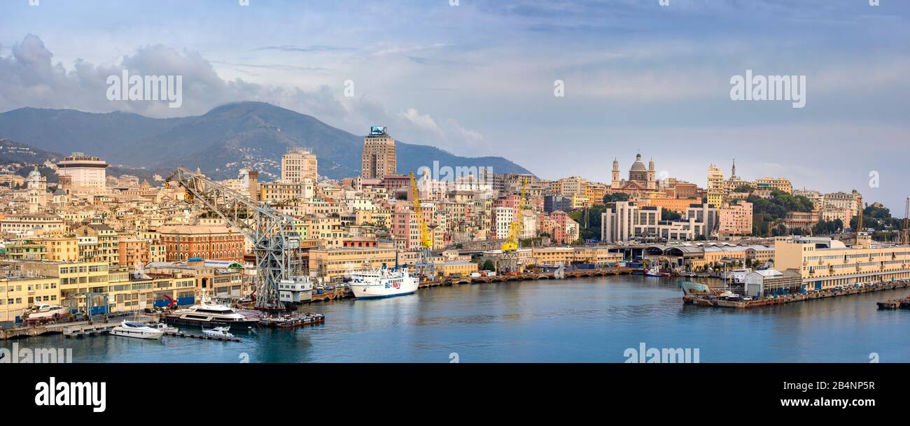 Italy, Genova City Skyline, Stock Photo