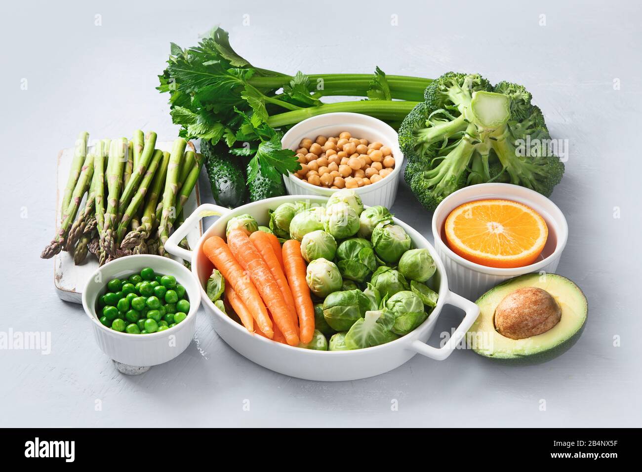 Vegan diet food. Selection of rich fiber sources vegan food. Foods high