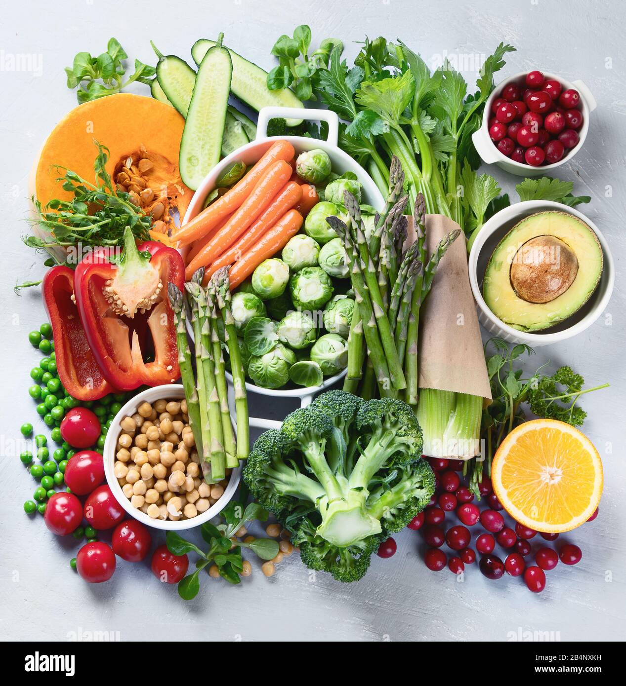 Vegan diet food. Selection of rich fiber sources vegan food. Foods high in plant based protein