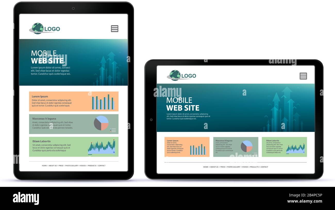 Vertical and Horizontal Tablet Computer Screen With Responsive site