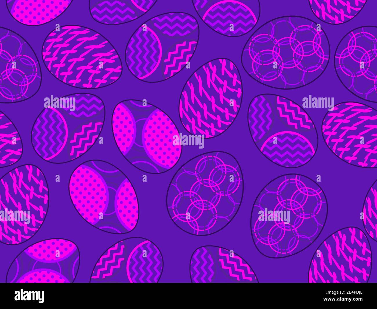 Easter eggs seamless pattern. Happy Easter festive eggs with doodle pattern. Vector illustration Stock Vector