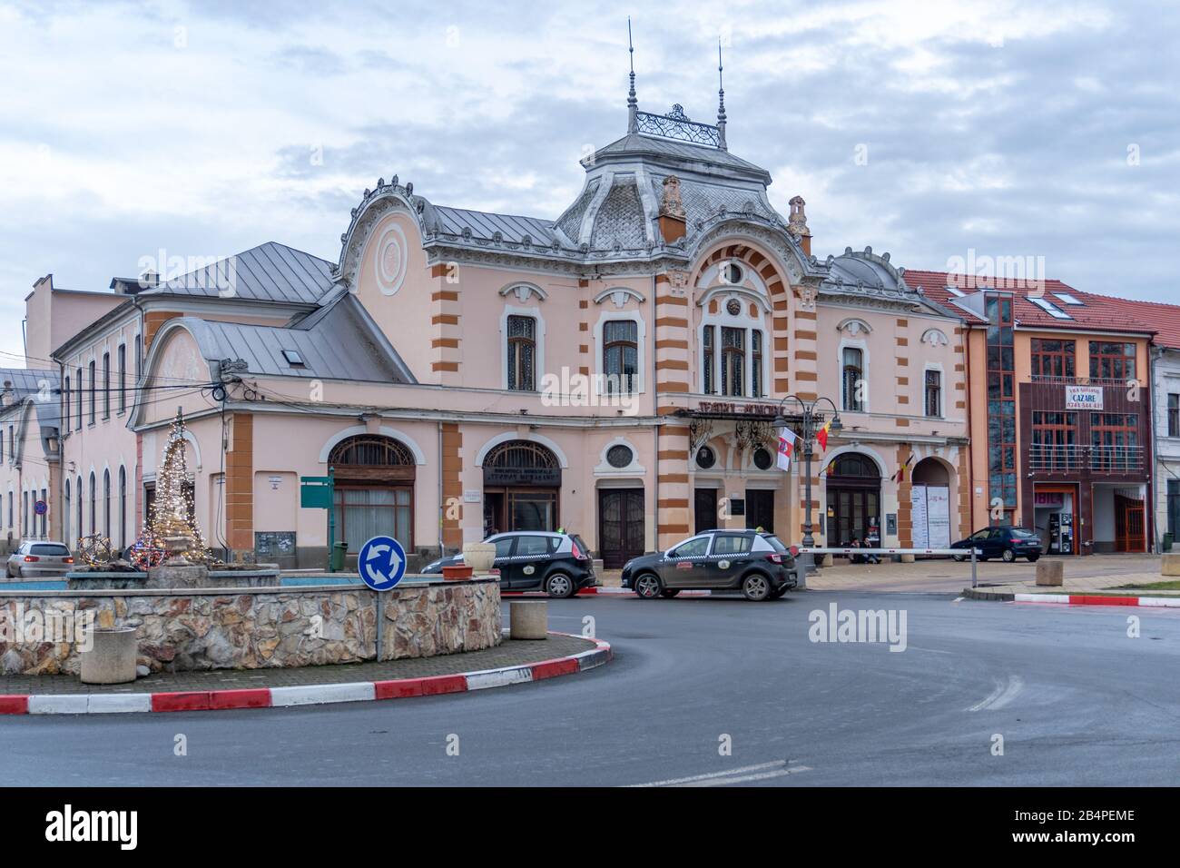 SALINA TURDA, ROMANIA - DEC 22, 2019: Turda Municipal Theater Aureliu Manea on a winter day. Stock Photo