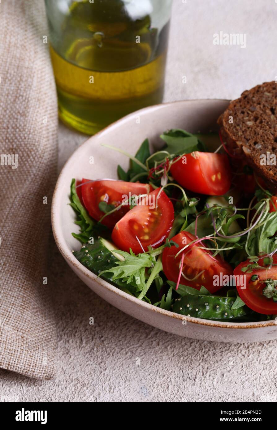 green salad mix with tomatoes and cucumbers Stock Photo Alamy