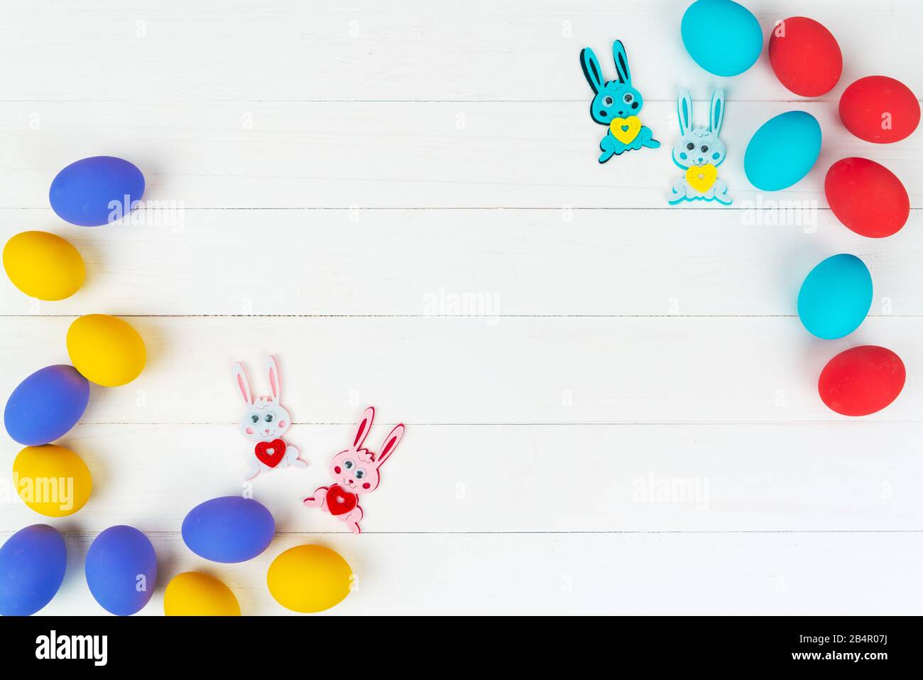 Easter day little Bunny rabbit With Decorated Eggs Stock Photo - Alamy