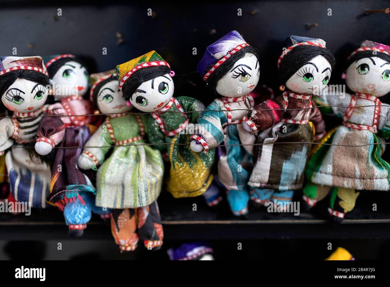 Traditional Souvenir Puppets For Sale, Bukhara, Uzbekistan Stock Photo