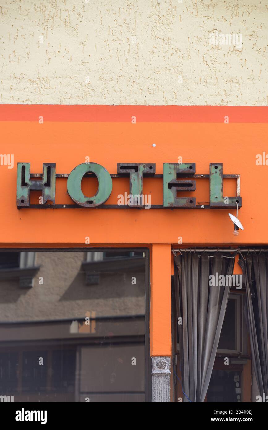 Werbung Hotel, Kreuzberg, Berlin, Deutschland Stock Photo