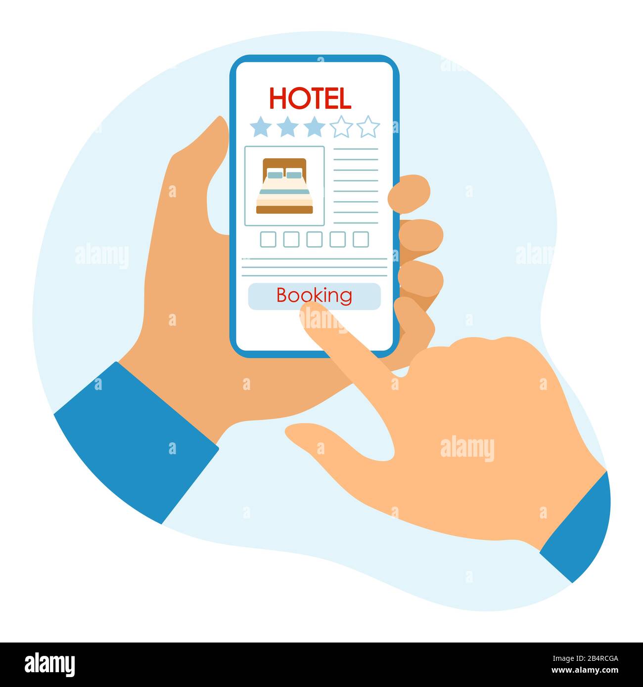 Vector illustration Online booking and payment for hotel accommodation ...