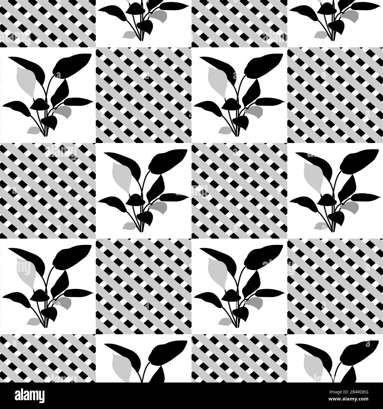 Vector Seamless pattern with house plant. Houseplant. Green natural ...
