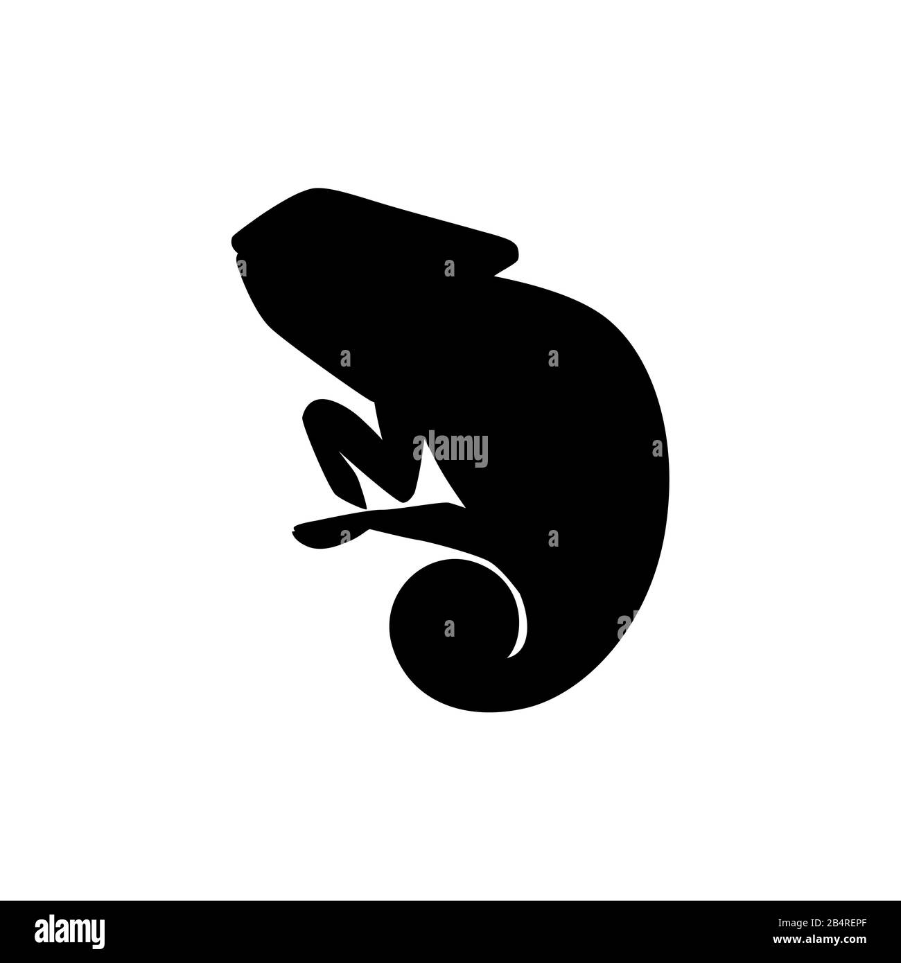 Black silhouette cute small chameleon lizard cartoon animal design flat