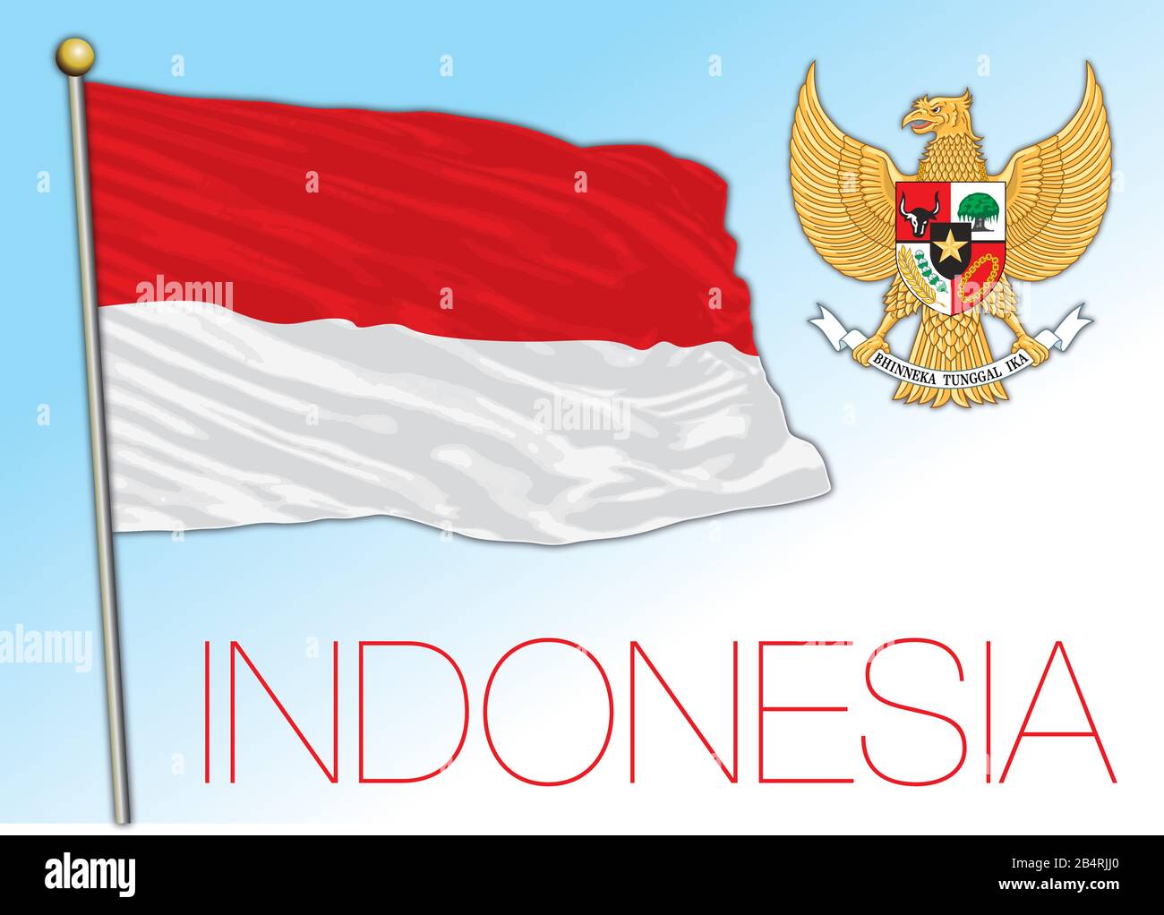 Indonesia Official National Flag And Coat Of Arms, Asiatic Country ...