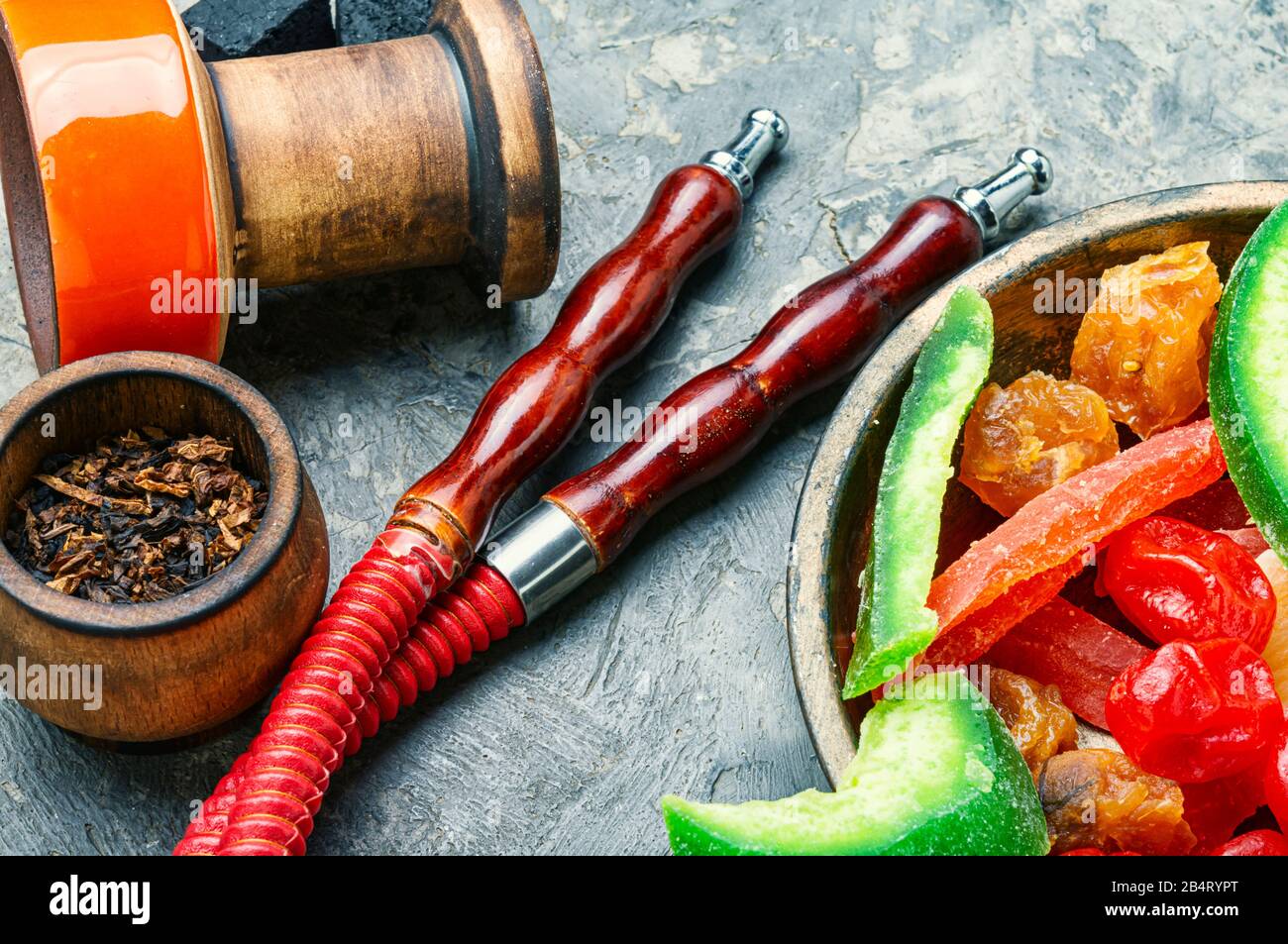 Smoking shisha for relaxation.Details of hookah and dried fruits smoking tobacco Stock Photo Alamy