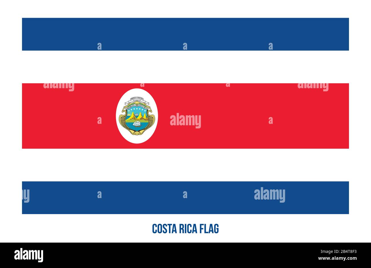 Costa Rica Flag Vector Illustration on White Background. Costa Rica National Flag Stock Photo