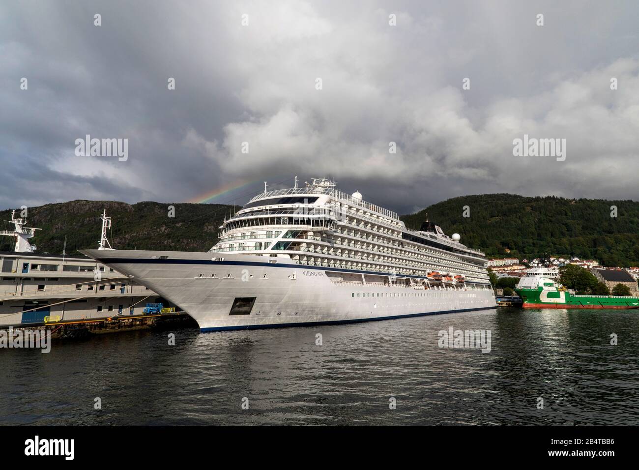 Cruise Ship Viking Sea In Port Of Bergen Norway Offshore Psv Vessel Bourbon Sapphire In Background Stock Photo Alamy