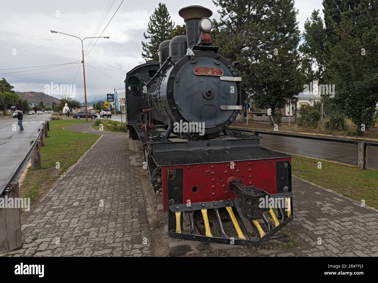 Old patagonian express locomotive La Trochita in the city of Esquel, Argentina Stock Photo