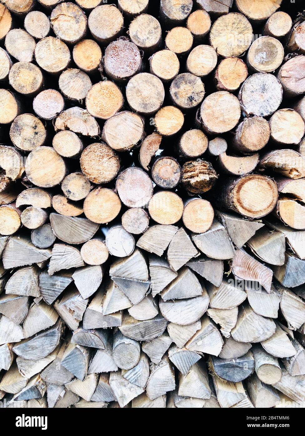 Section of old firewood texture background in retro style in Hallstatt, Austria, Europe Stock Photo