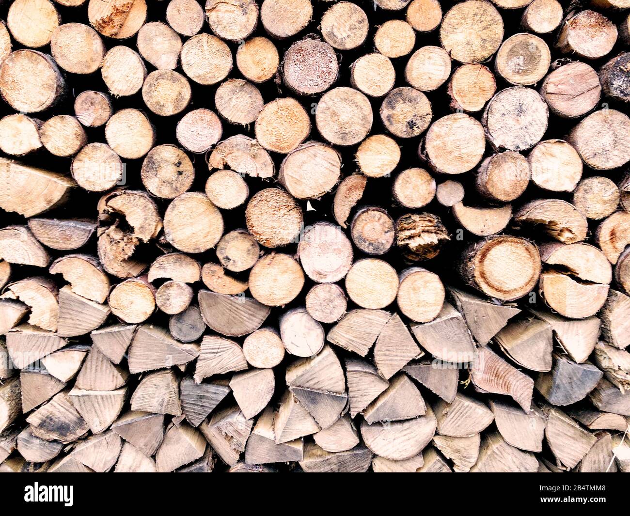 Section of old firewood texture background in retro style in Hallstatt, Austria, Europe Stock Photo