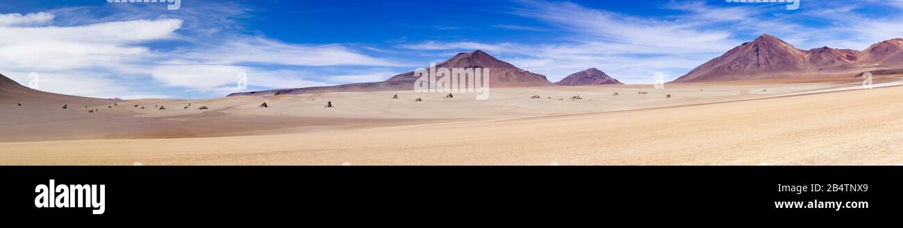 Wide view of Salvador Dali valley in Bolivia Stock Photo