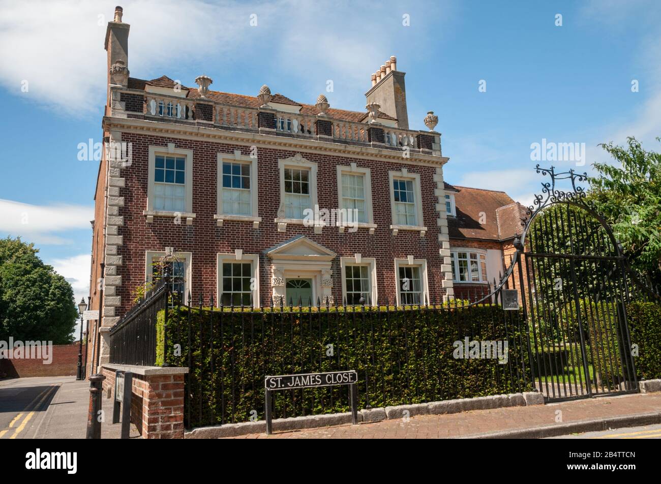 West End House in the old town of Poole, Dorset in England, was built for merchant John Slade and is now a private holiday rental property. Stock Photo