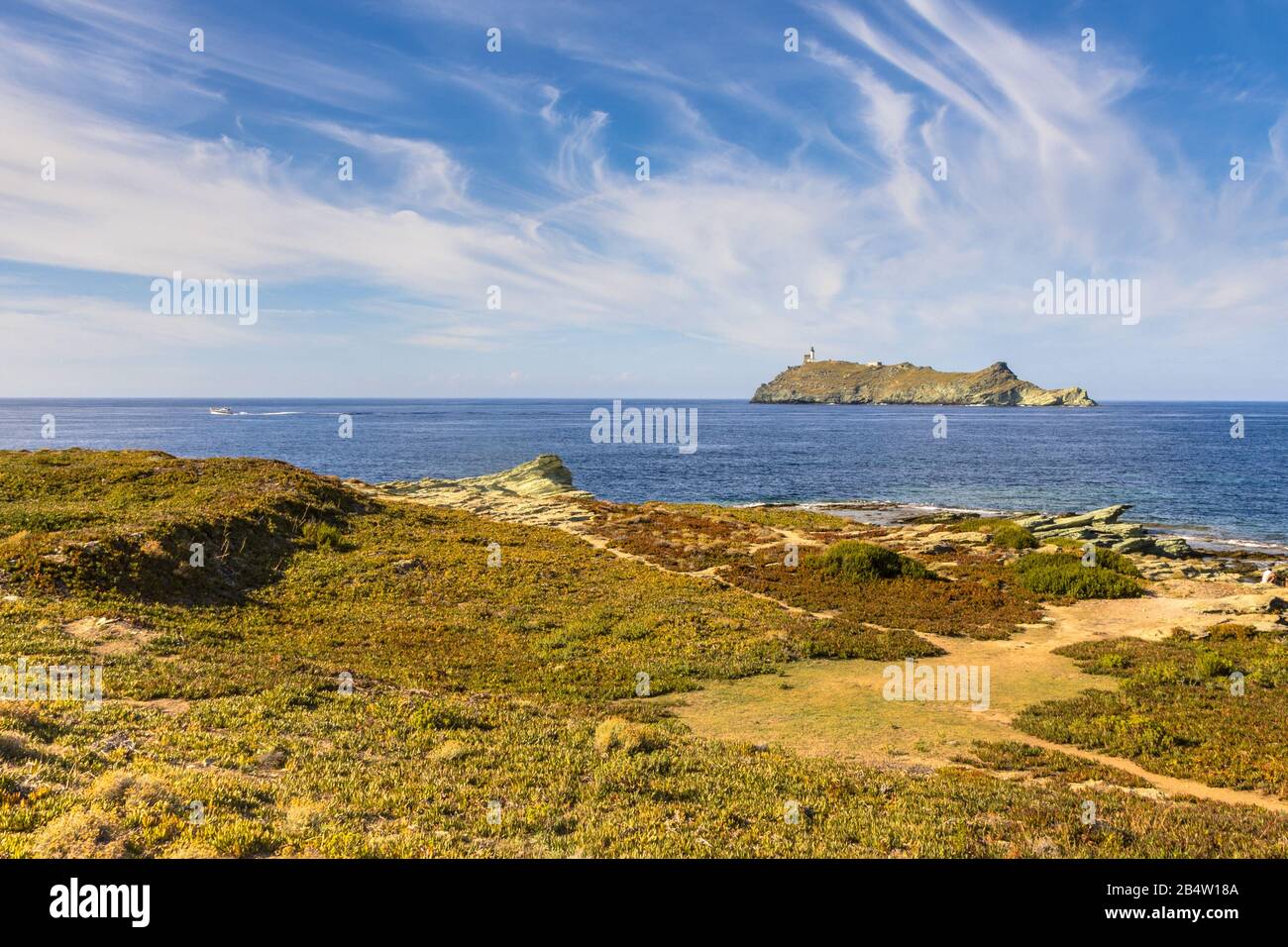 Northern tip of Cap Corse with view on Giraglia island, Corsica, France  Stock Photo - Alamy