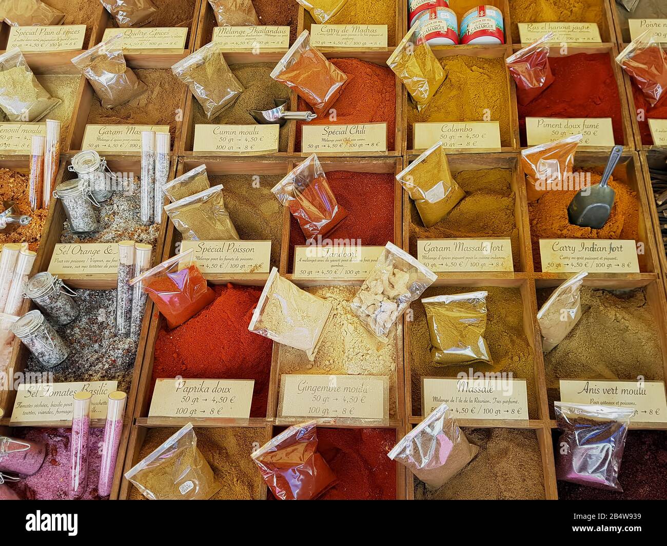 Traditional market with dried spices Stock Photo