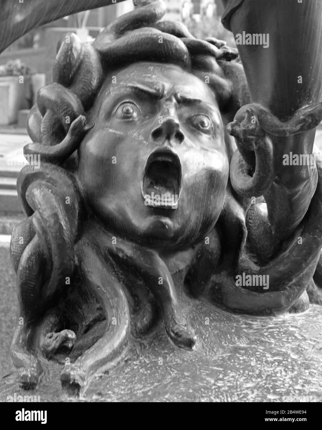 Monumental cemetery in Milan. Head of Medusa, work of the sculptor Enrico Pancera (1882-1971). Stock Photo