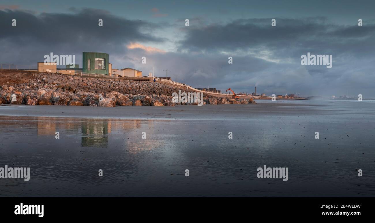 The boulders that defend the Aberavon sea wall Stock Photo