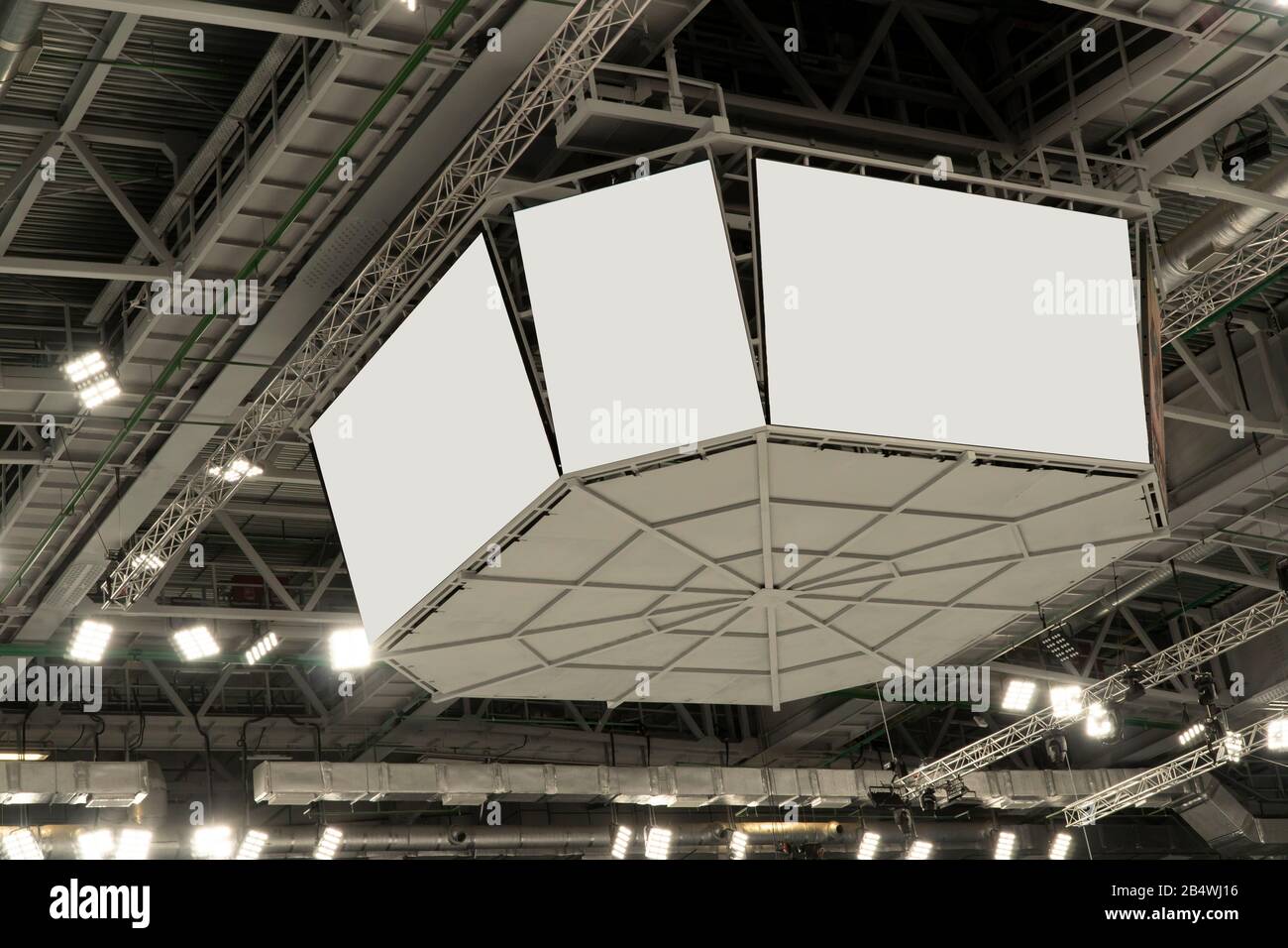 Electronic billboard display at stadium. Scoreboard in the sports arena