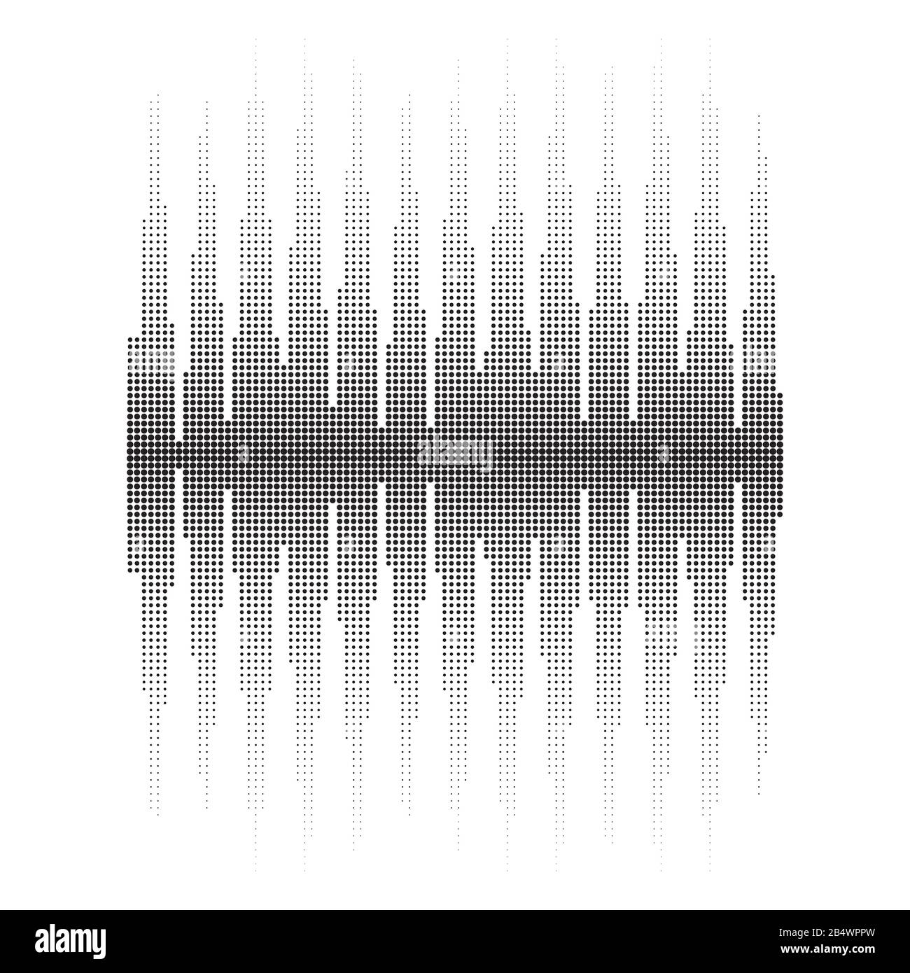 Halftone Sound Wave Pattern. Screen of Equalizer. Musical Vibration Graph. Radio Wave Amplitude