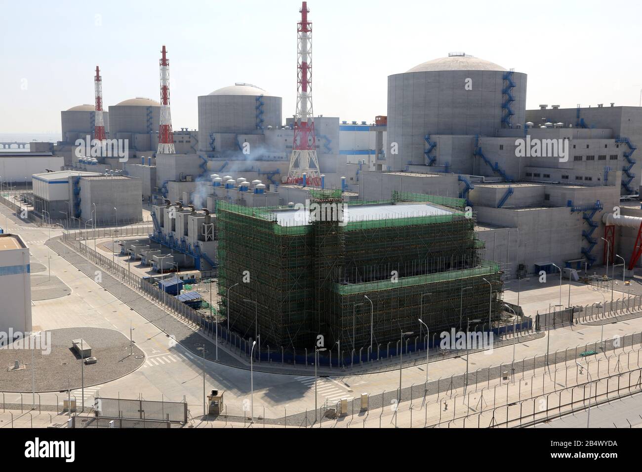 View of Reactor 5 and 6 under construction at Tianwan Nuclear Power Plant in Lianyungang City, east China's Jiangsu Province on March 5th, 2020. Stock Photo