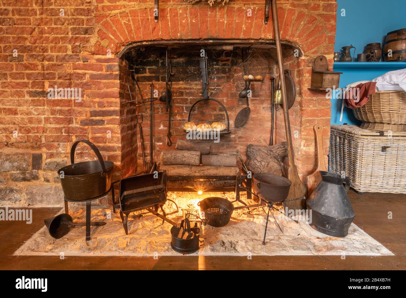 The Gilbert White House, a museum about the 18th century English naturalist's life and work, in Selborne, Hampshire, UK. Interior of the kitchen. Stock Photo