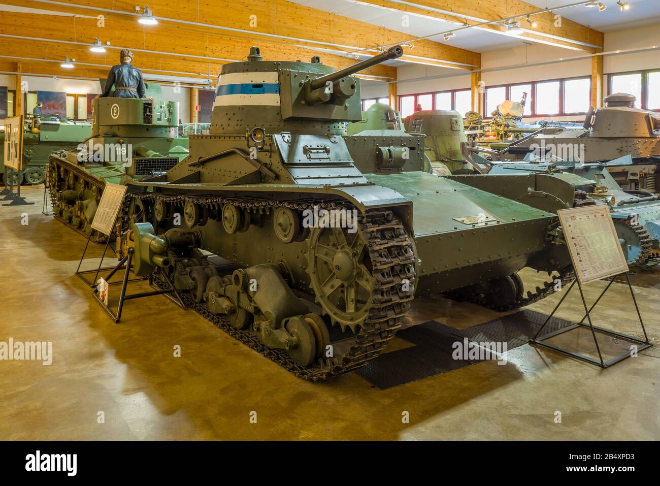 PAROLA, FINLAND - JUNE 10, 2017: Vickers Mk E (Vickers-Amstrong 6 ton tank) in the museum of armored vehicles of the city of Parola Stock Photo
