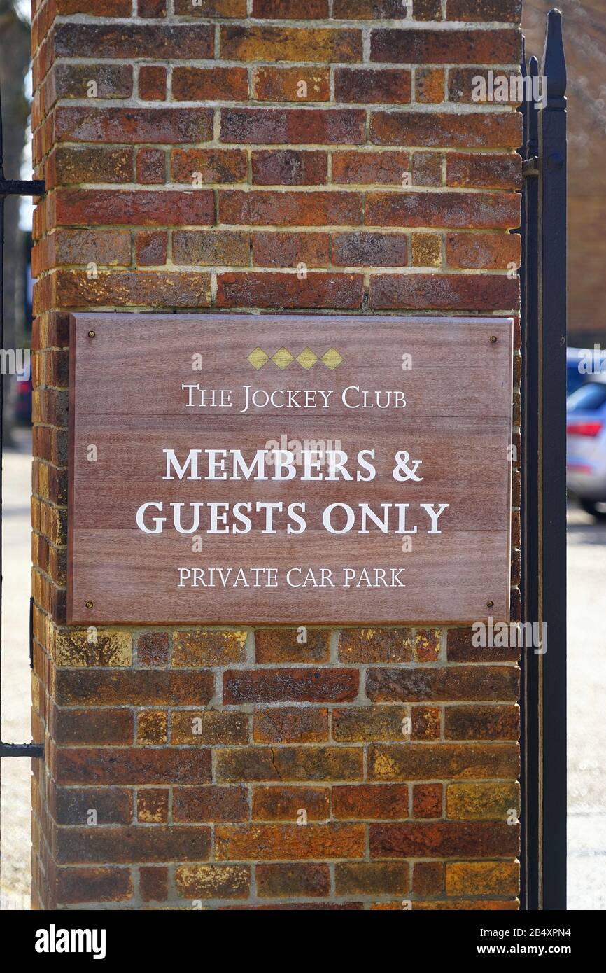 Jockey Club car park sign at Newmarket Stock Photo