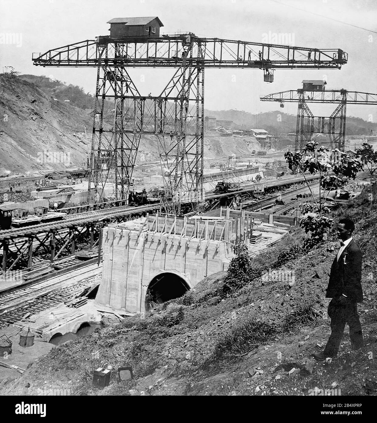 Panama Canal construction works in the beginning of 20th century Stock Photo