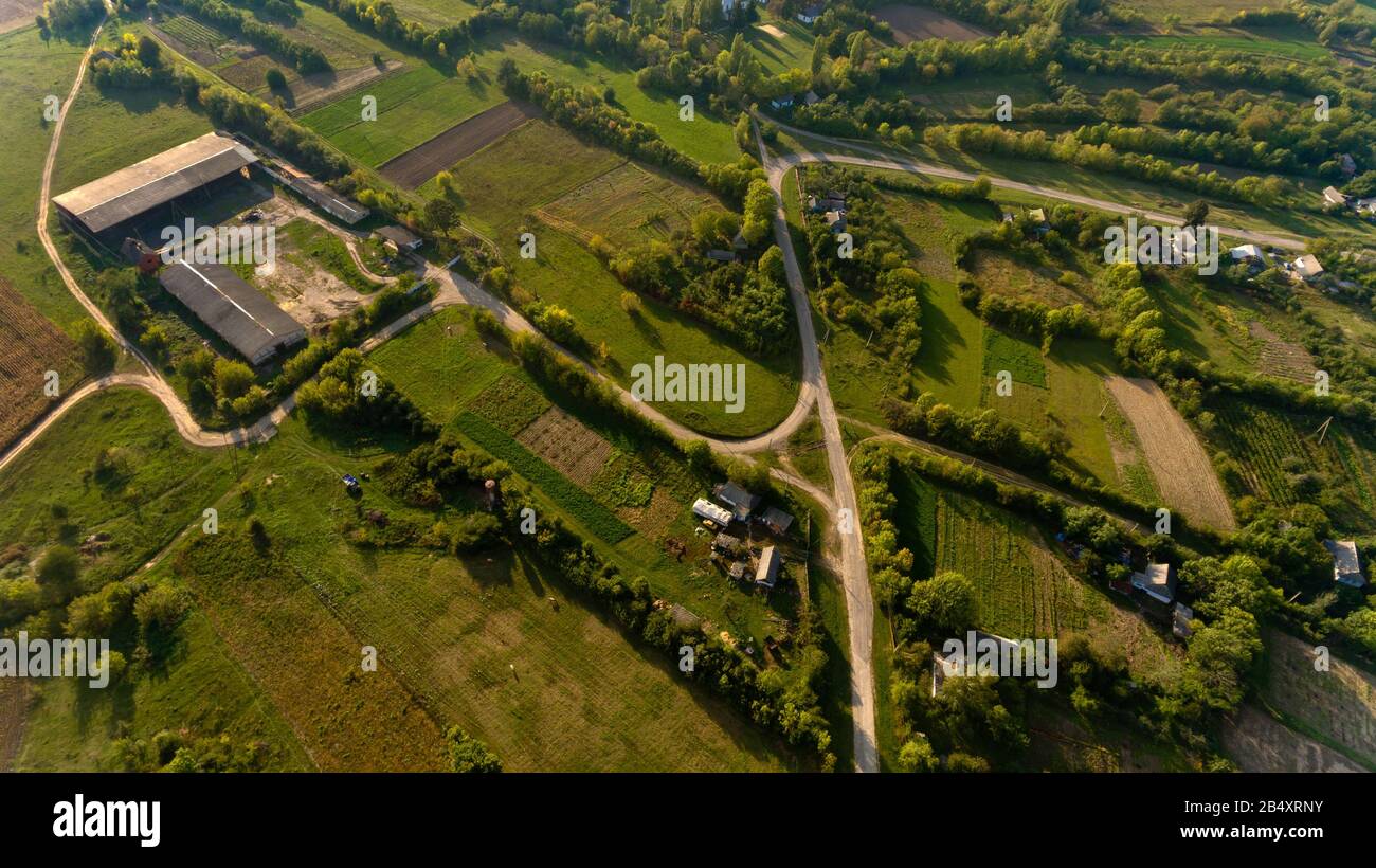 Top view typical village hi-res stock photography and images - Alamy