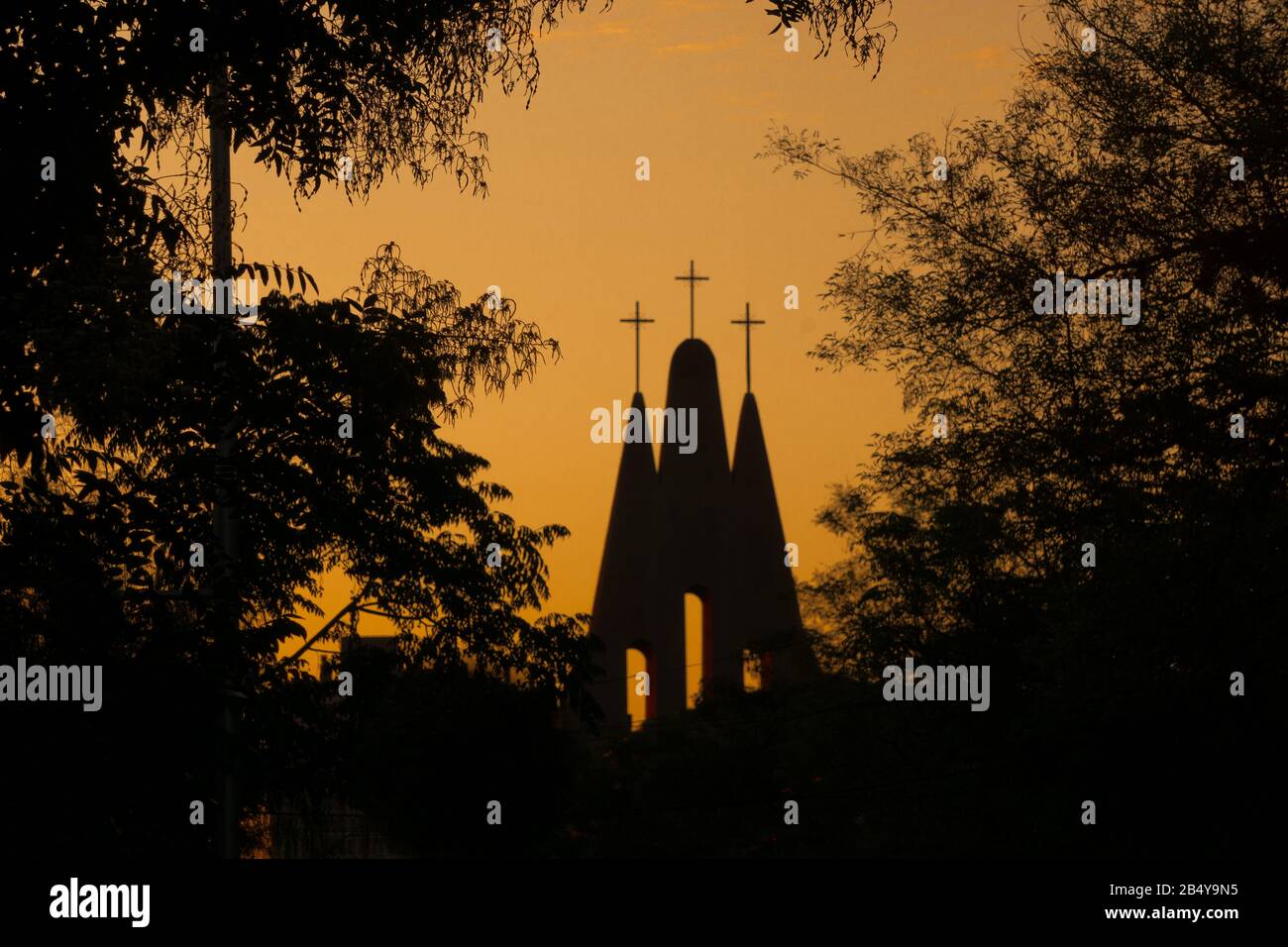 Holy Week Christian Church Silhouette Stock Photo