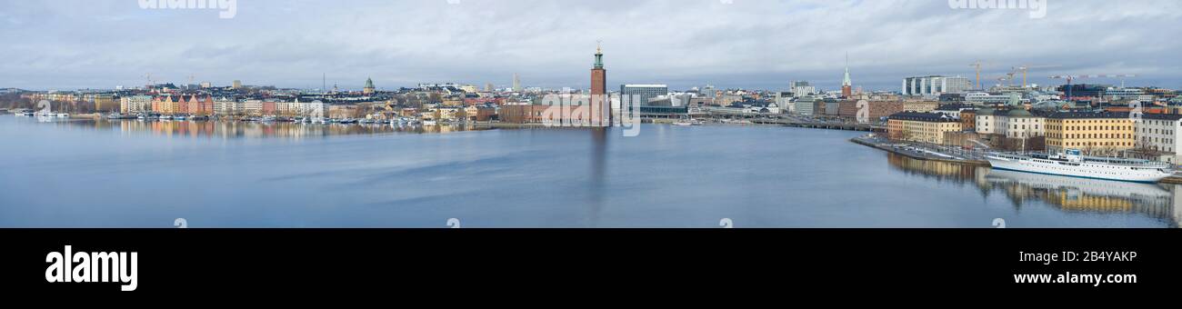 STOCKHOLM, SWEDEN - MARCH 09, 2019: Panorama of modern Stockholm on a March day Stock Photo