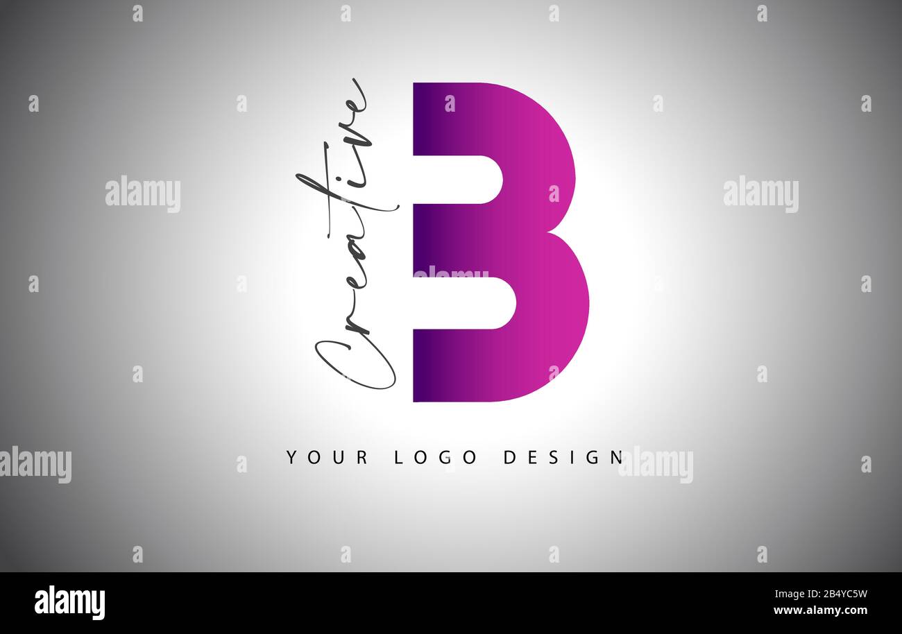 Creative Letter B Logo With Purple Gradient And Creative Letter Cut ...