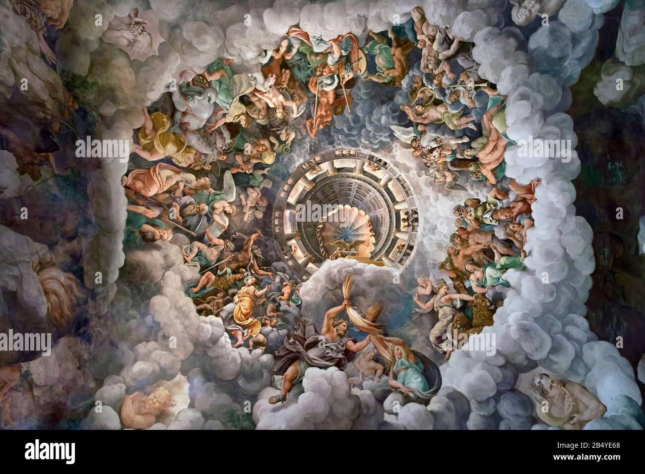 Jupiter's fury against the usurping Giants. Fresco (16th century) by Giulio  Romano and his helpers inside Palazzo Te, Mantua, Lombardy, Italy Stock  Photo - Alamy