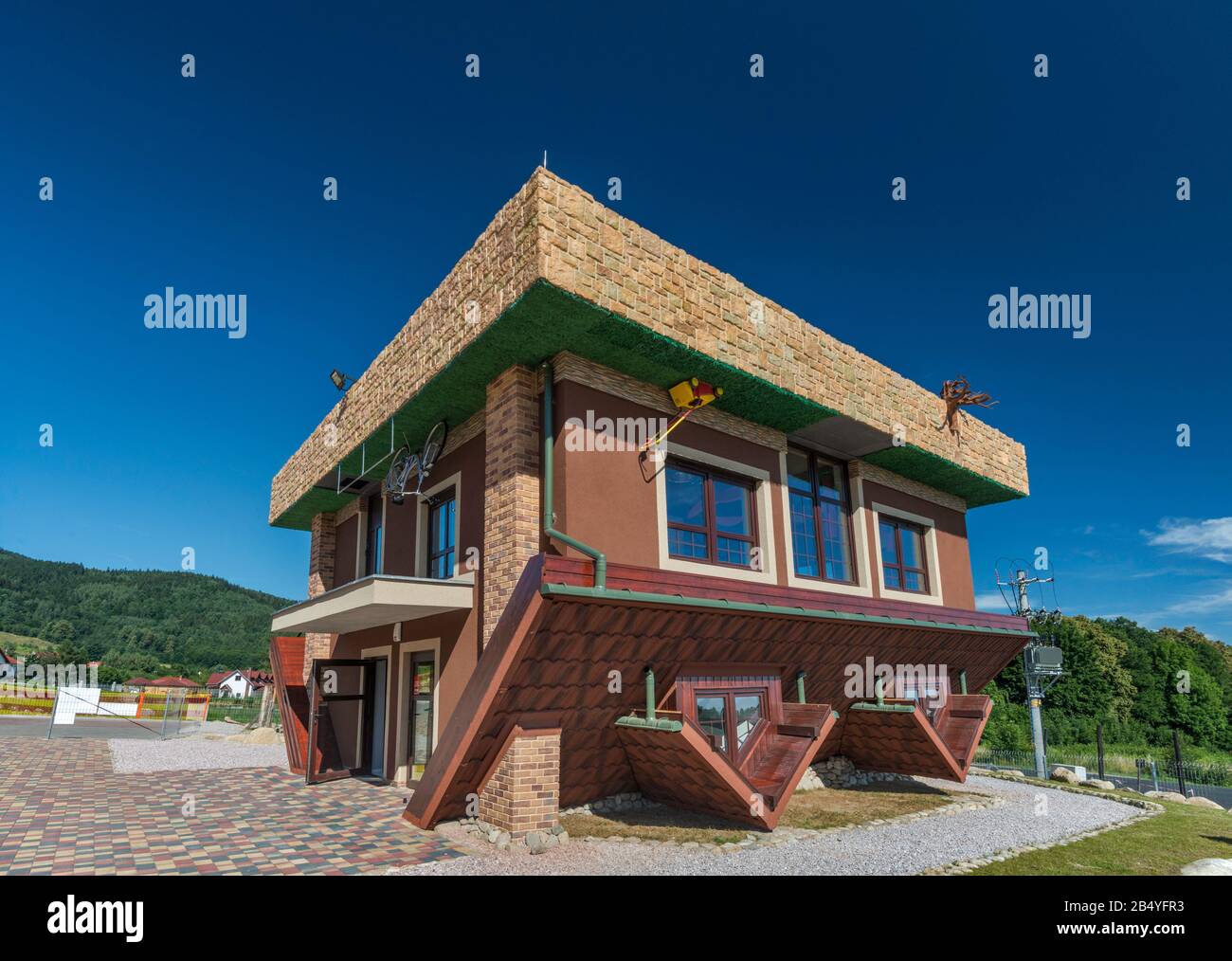 Upside Down House in Milkow, near Jelenia Gora, Lower Silesia, Poland Stock Photo