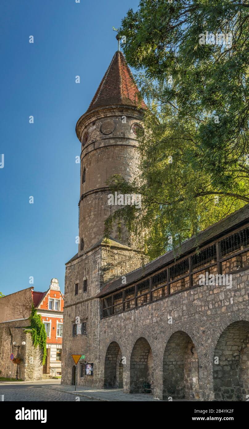 Baszta Lubanska (Luban Tower), 13th century, in Lwowek Slaski, Lower Silesia, Poland Stock Photo