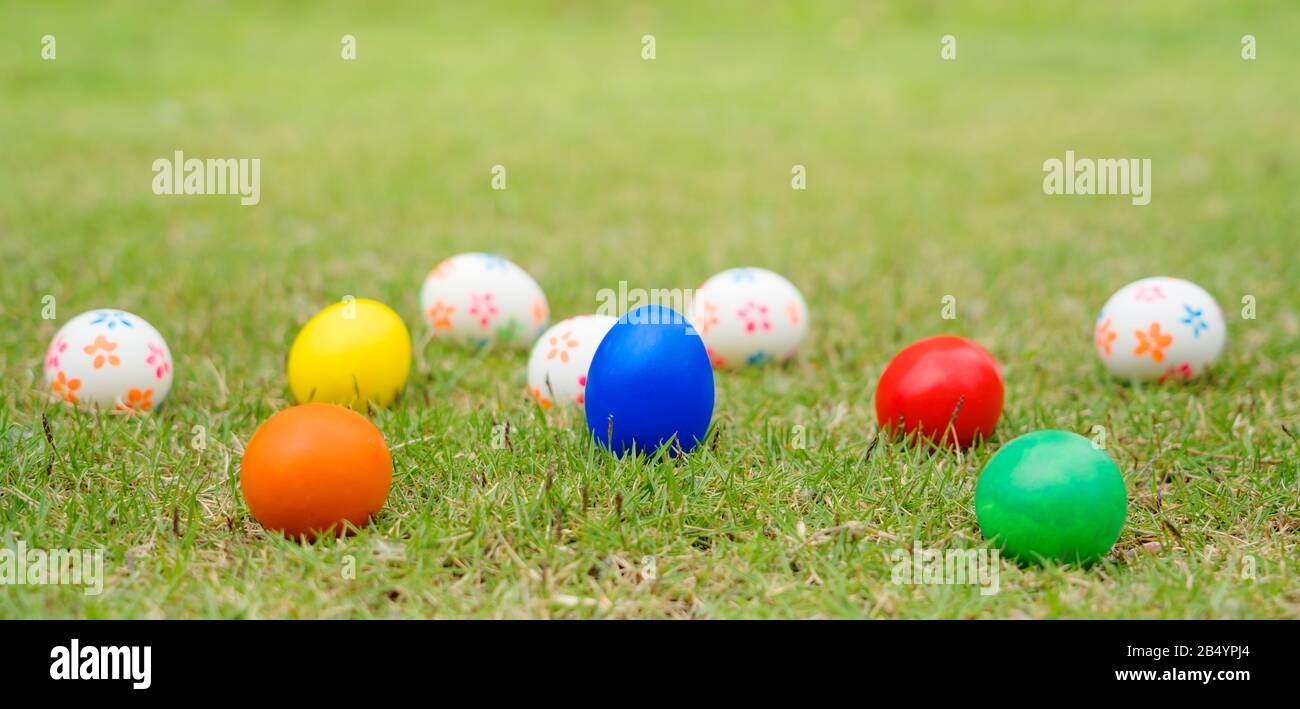 Easter egg, happy Easter Sunday hunt holiday decorations Stock Photo