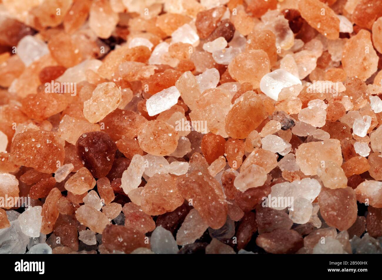 Macro close up of raw pink salt of Himalaya Stock Photo