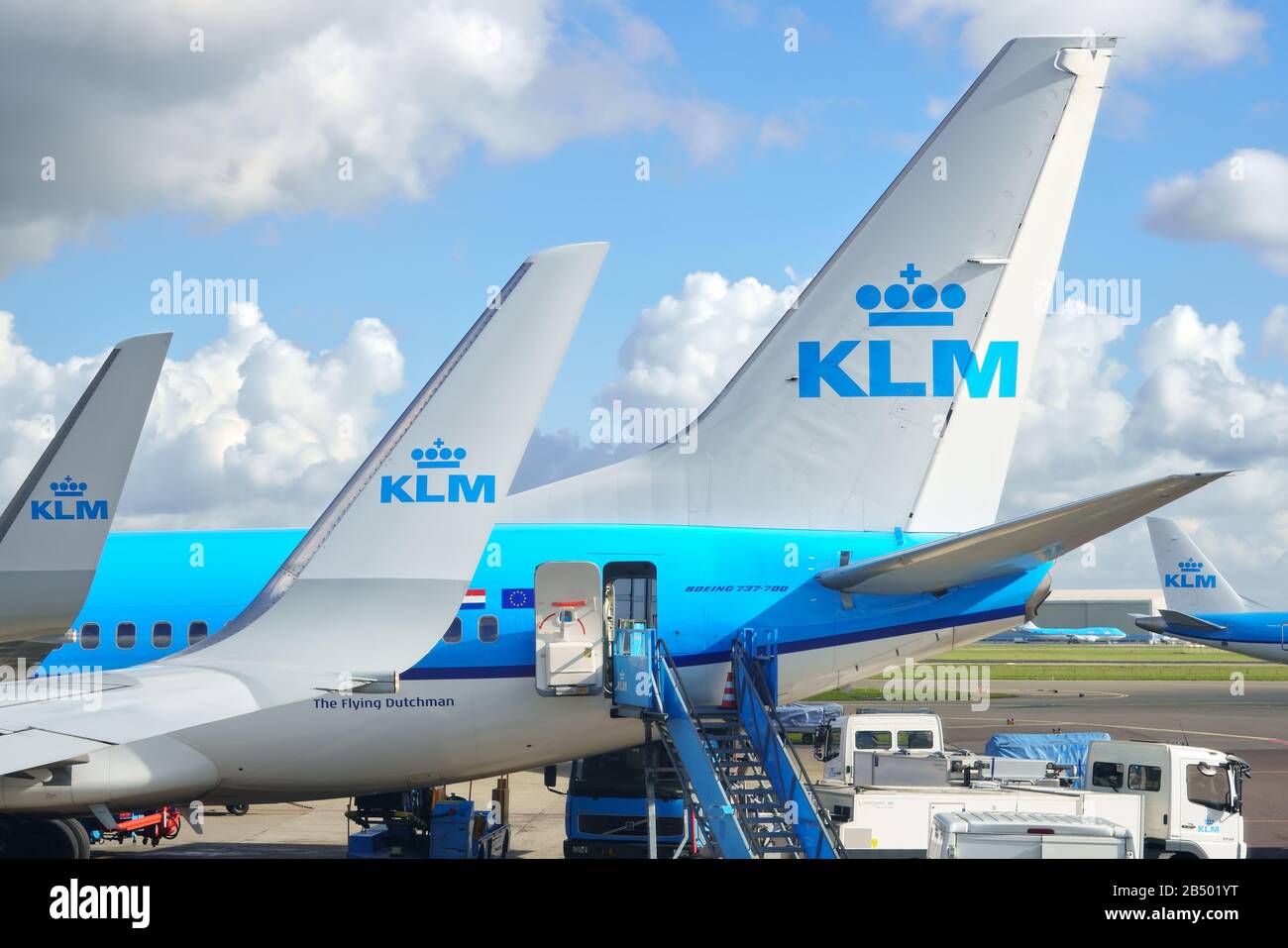 AMSTERDAM, NETHERLANDS - MARCH 03, 2020: KLM Royal Dutch Airlines at Amsterdam Airport Schiphol. Stock Photo