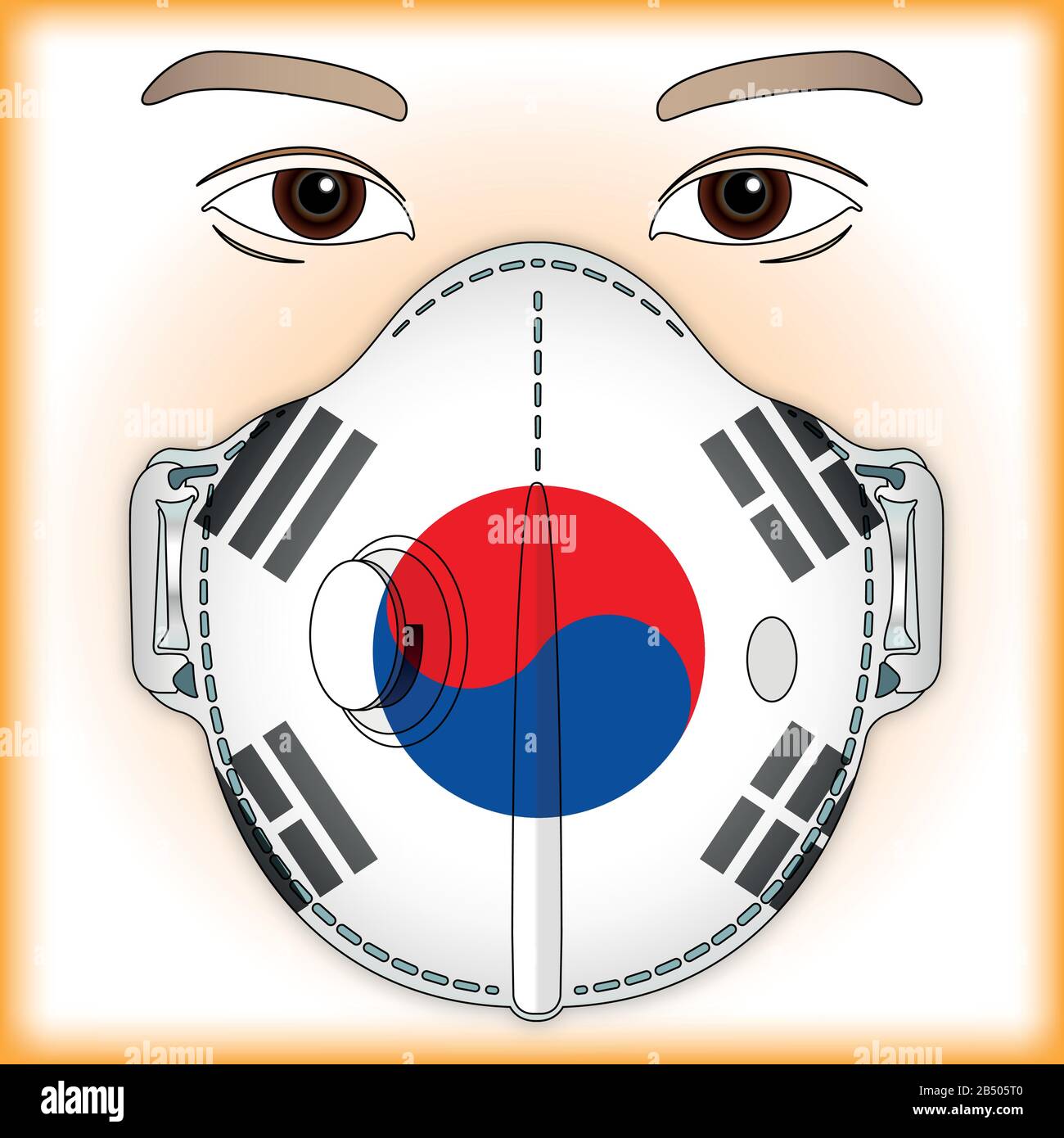 Antiviral mask for anti virus protection with South Korea flag, vector illustration Stock Vector