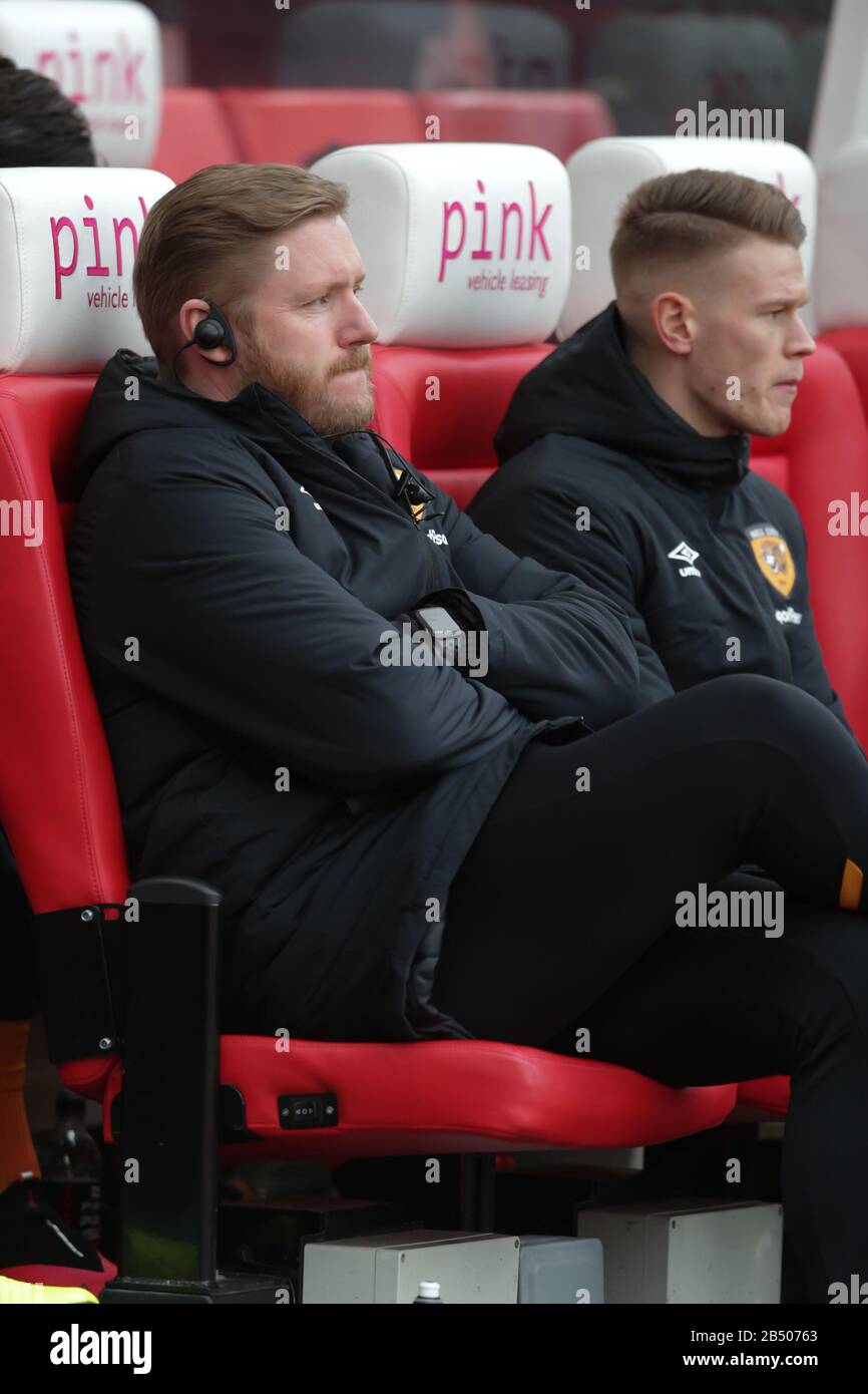 Stoke On Trent, UK. 07th Mar, 2020. Hull City manager Grant McCann during the EFL Sky Bet Championship match between Stoke City and Hull City at the bet365 Stadium, Stoke-on-Trent, England on 7 March 2020. Photo by Jurek Biegus. Editorial use only, license required for commercial use. No use in betting, games or a single club/league/player publications. Credit: UK Sports Pics Ltd/Alamy Live News Stock Photo
