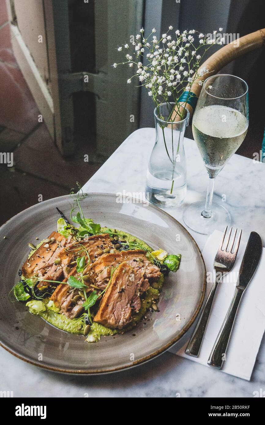 Pork Belly In Pipian Verde 14 hour slow cooked pork belly with crunchy