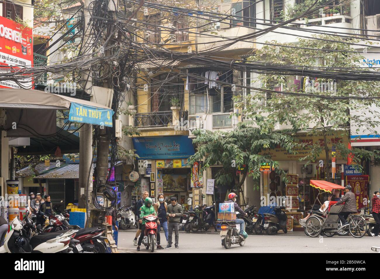 Hanoi Old Quarter - A street scene in the Old Quarter in Hanoi, Vietnam, Southeast Asia. Stock Photo