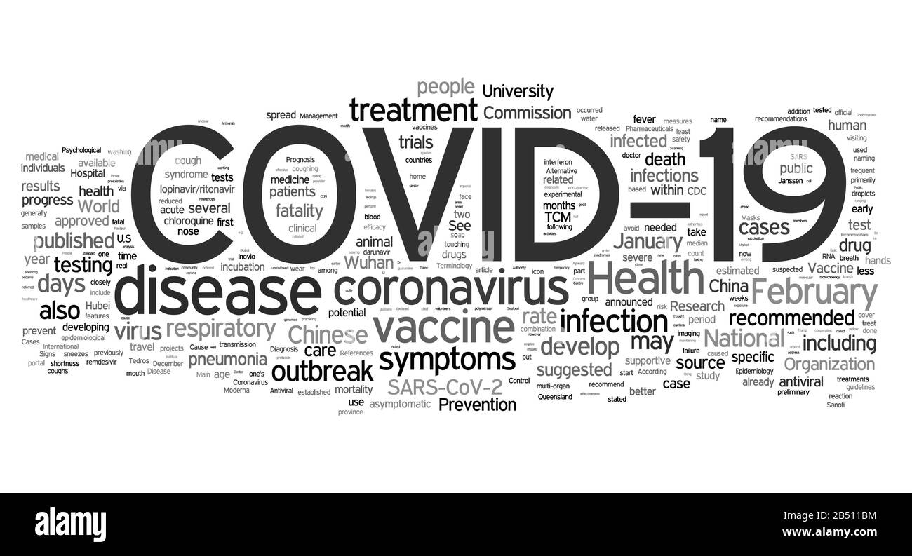 Coronavirus disease (COVID-19 - SARS-CoV-2) - Corona Virus Words Cloud - English Stock Photo