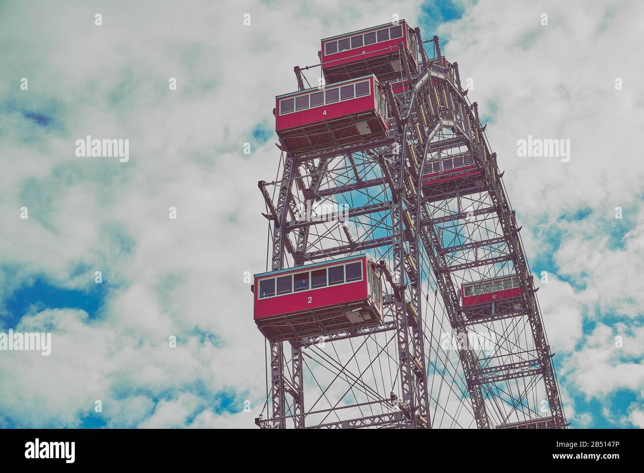 Ferris wheel in the Prater, amusement park, Prater, Vienna, Austria, color vintage style Stock Photo